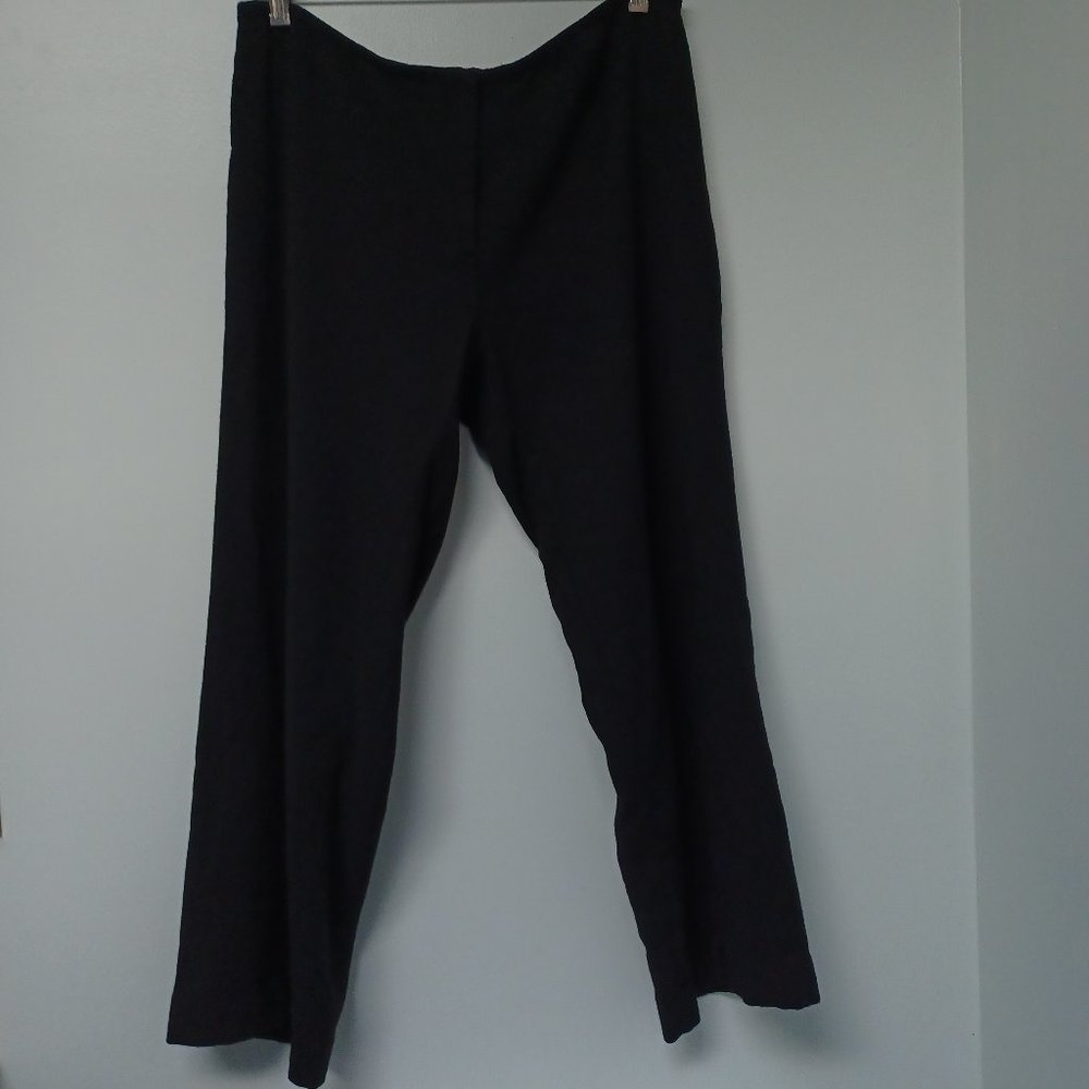 Eileen Fisher Wool Blend Front Zip Pants, Black, Size S